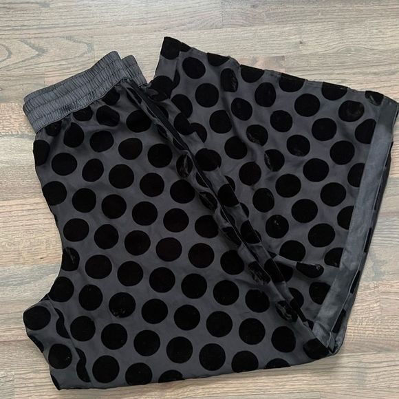 Victoria’s Secret Velvet Polka dots Mesh Wide Leg Pants Black Large - Picture 3 of 4